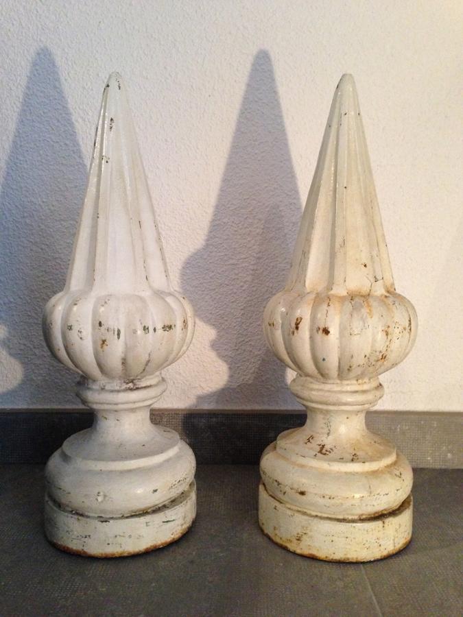 Pair of French Iron Finials on Basis