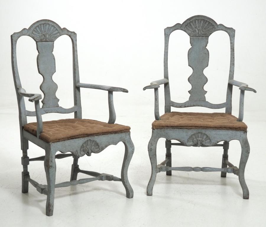 Pair of Swedish Rococo Style Armchairs