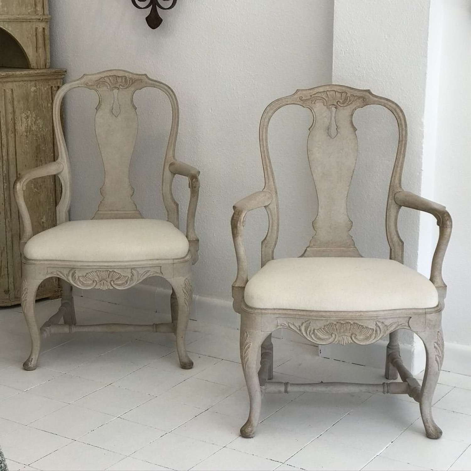 Pair of Swedish Rococo Style Armchairs, Circa 1900