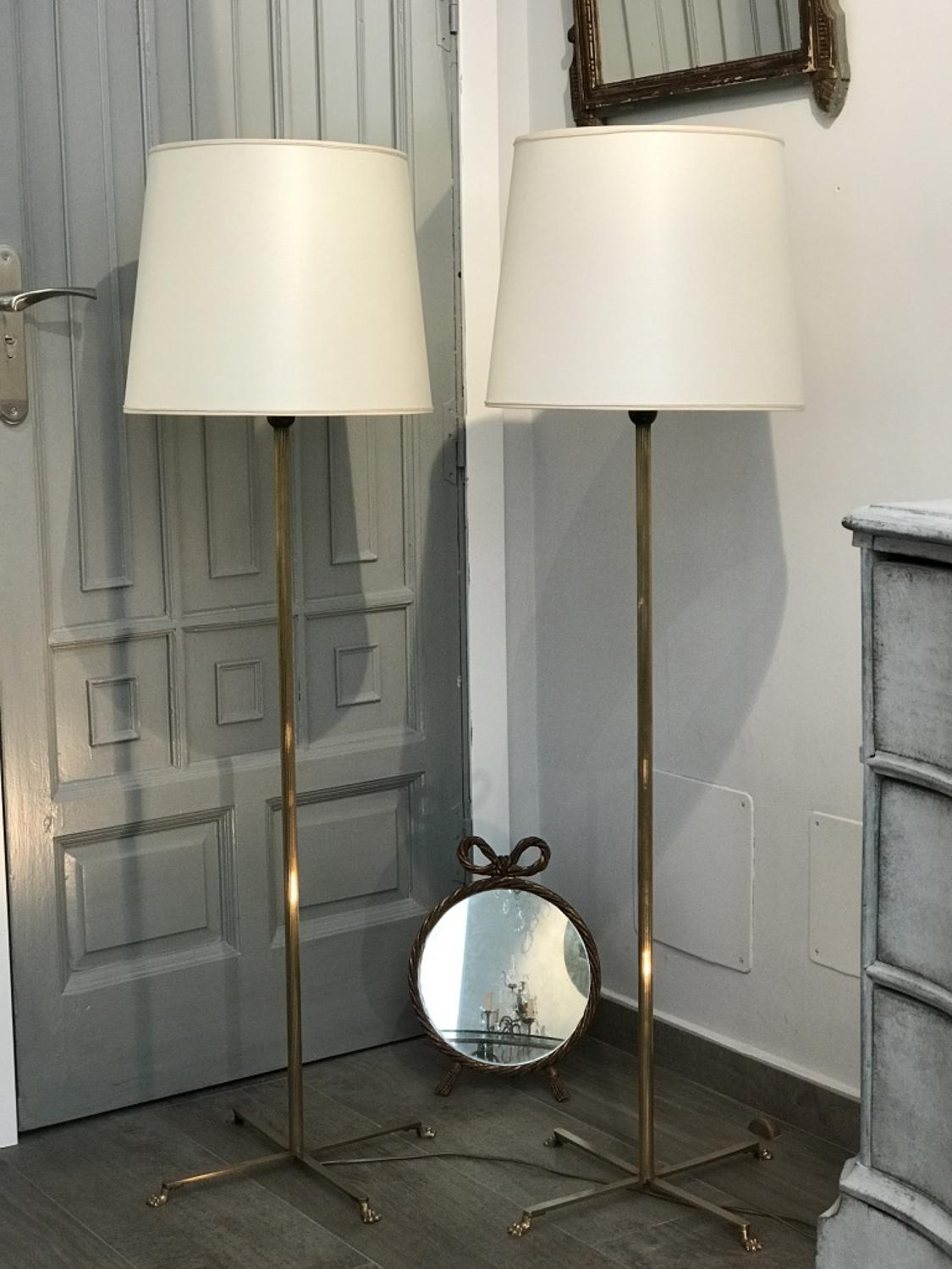 Pair of French Neoclassical Style Floor Lamps, Circa 1950