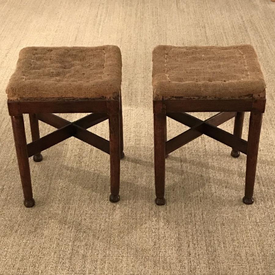 French "Directoire" Pair of Stools, Circa 1800