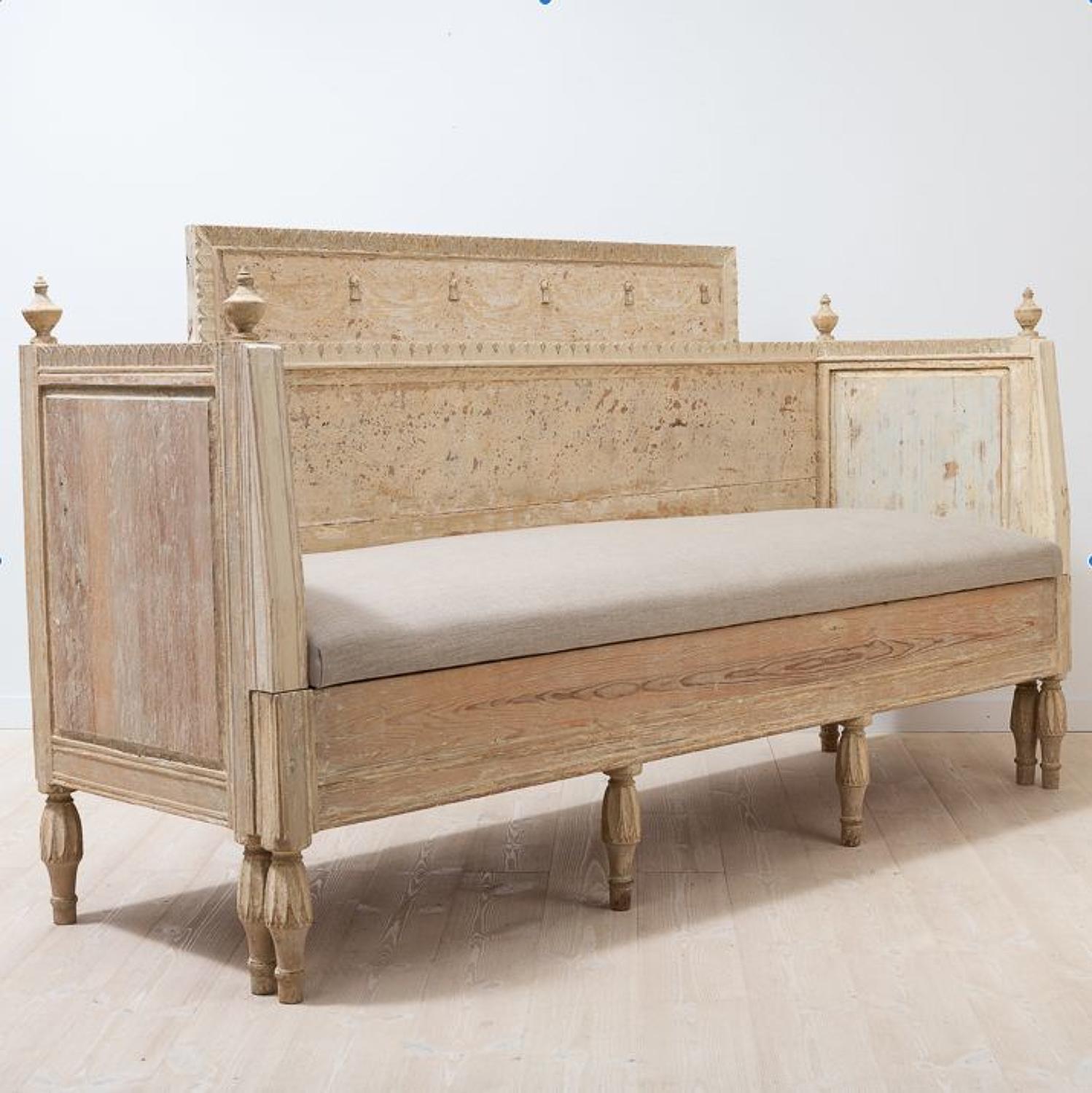 Swedish Gustavian Sofa Bench, Circa 1790