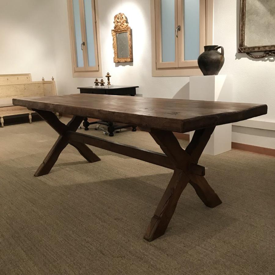 French X Frame Dining Table, 19th Century