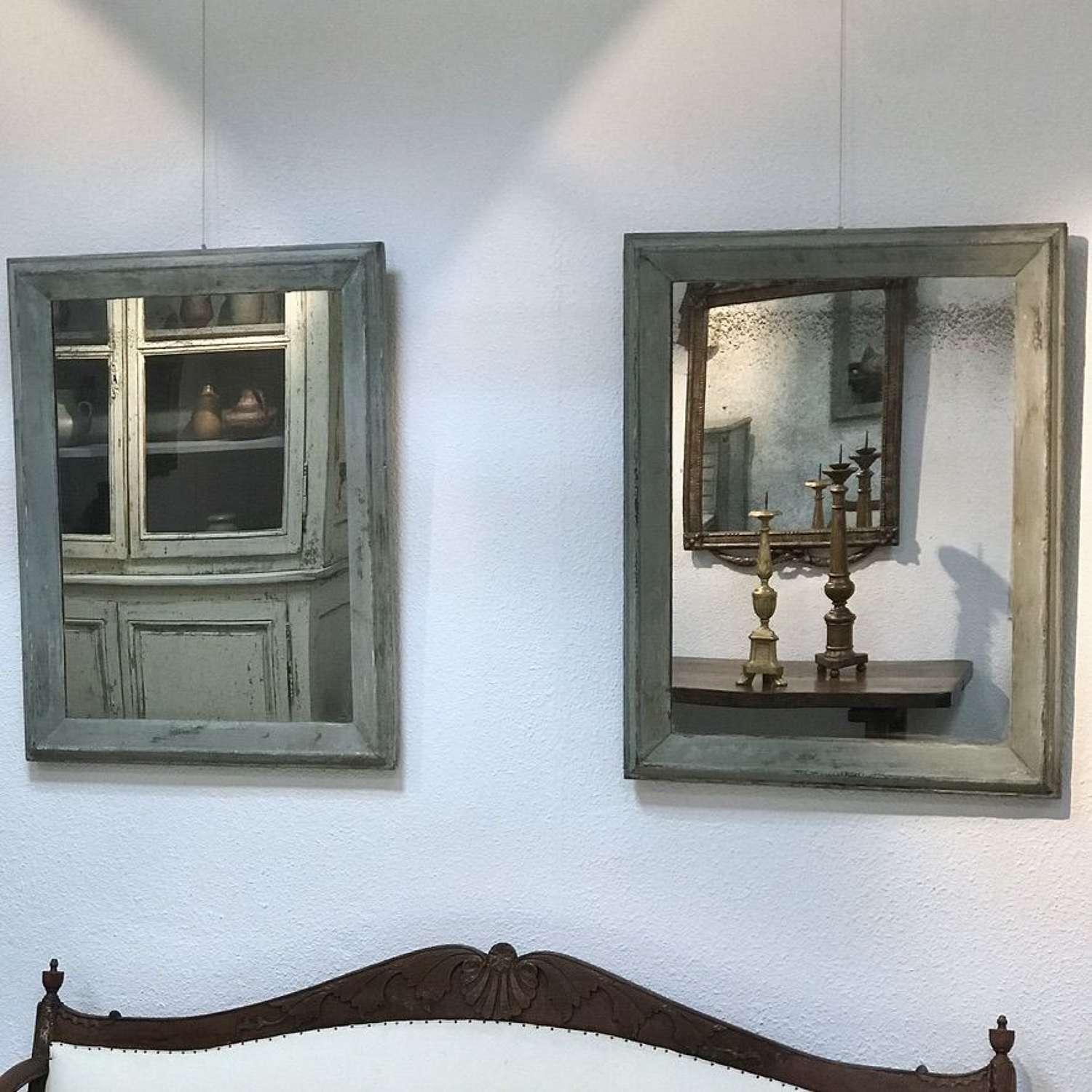 Pair of French Painted Mirrors, 19th Century